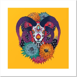 Painted Skull in Flowers Posters and Art